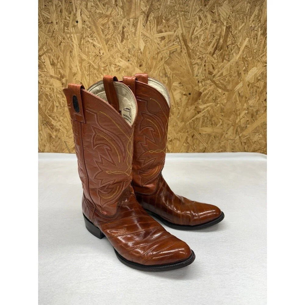 Vintage Y2K Francotirador Men’s Boots Genuine Anguila Eel Skin Cognac Sz 10 1/2